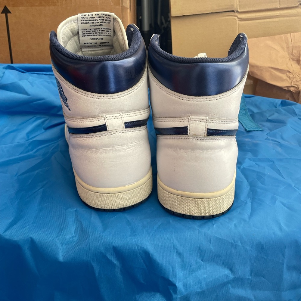Nike Air Jordan 1 Men's White and Blue High-Top Sneakers Size 15 - Picture 5 of 5